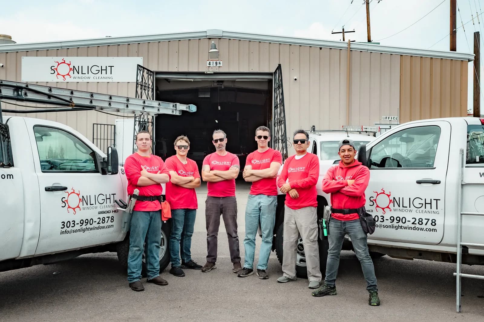 Sonlight technician walking up to a Colorado job in branded uniform — Windsor, Colorado