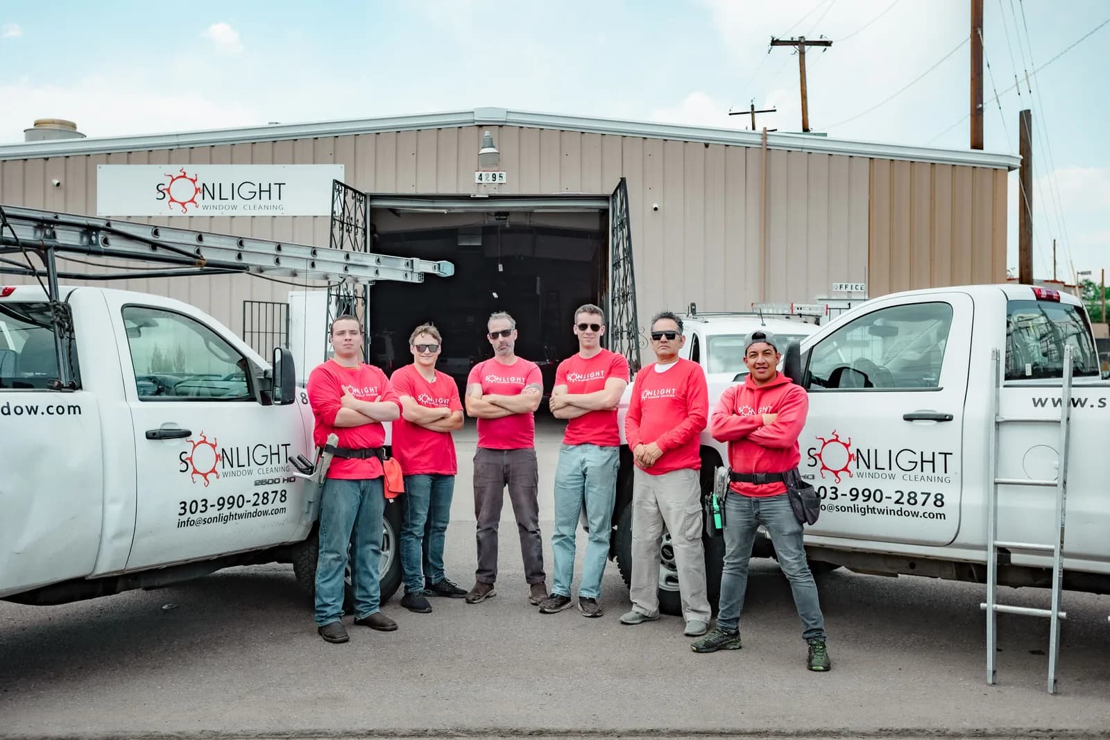 Sonlight technician arriving at a Colorado job site in branded gear — Boulder, Colorado