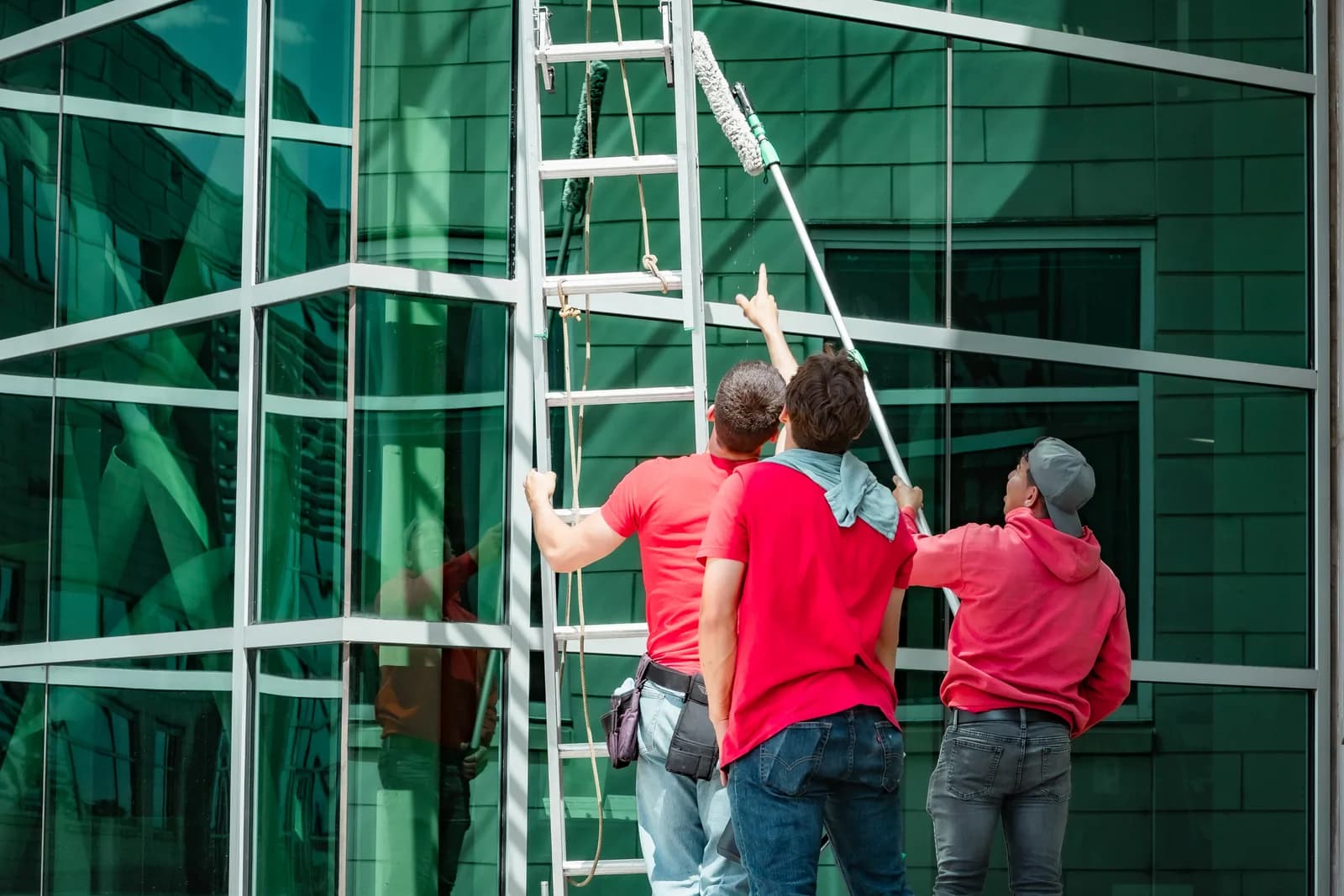 Sonlight crew at work on commercial glass in Denver, Colorado — Lafayette, Colorado